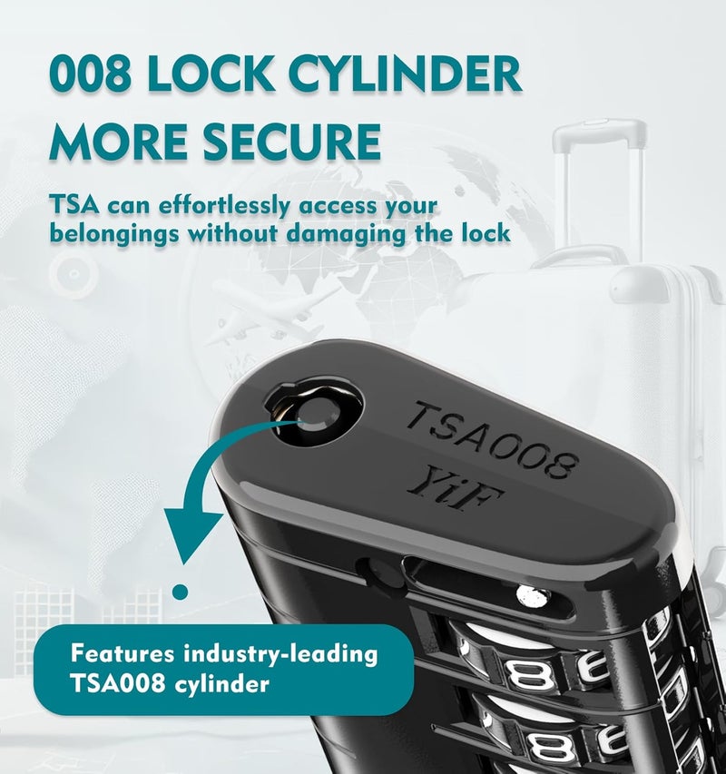 Anvil TSA Approved Luggage Locks, 4 Digit Combination Travel Suitcase Locks with TSA008 Core and Open Alert Indicator, Zinc Alloy Body. (2, Black) - Image 2